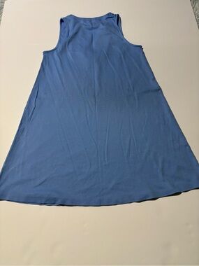 LAKE Light Blue Pima Cotton Sleeveless Scalloped A-Line Dress - Medium